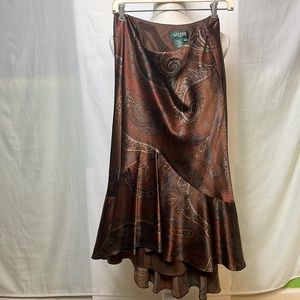 Vintage Lauren ralph lauren silk skirt 10petite brown paisley